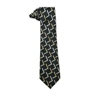 Joseph & Feiss Silk Tie Black Gold Silver Print